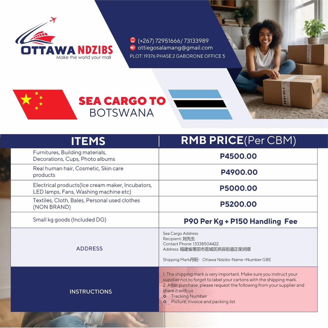 Sea cargo to Botswana shipping services